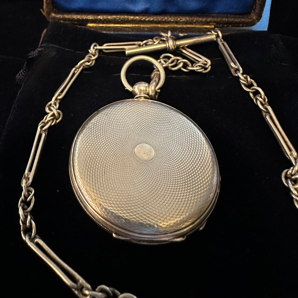 SWISS SILVER DRESS  POCKET WATCH AND CHAIN