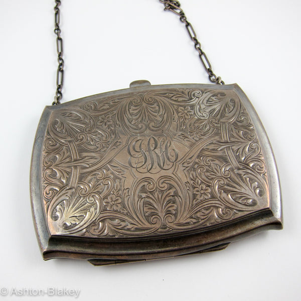 STERLING SILVER evening purse with sterling silver chain - Ashton