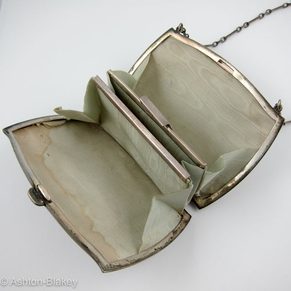 STERLING SILVER evening purse with sterling silver chain - Ashton