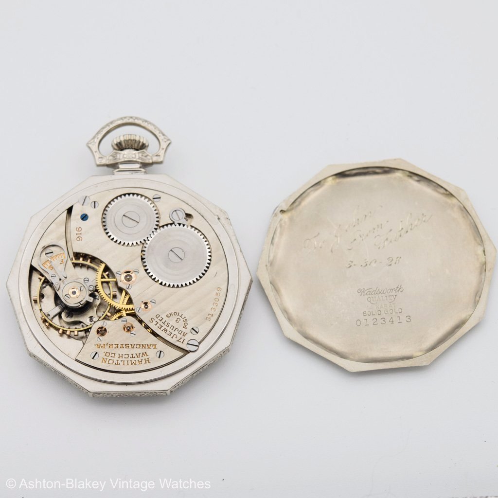HAMILTON  14K white gold w/box Pocket Watches - Ashton-Blakey Vintage Watches
