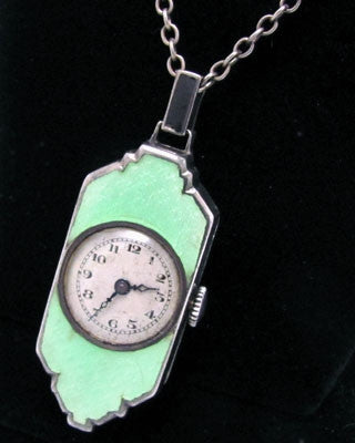 Art Deco enamel and sterling silver watch Jewelry - Ashton-Blakey Vintage Watches