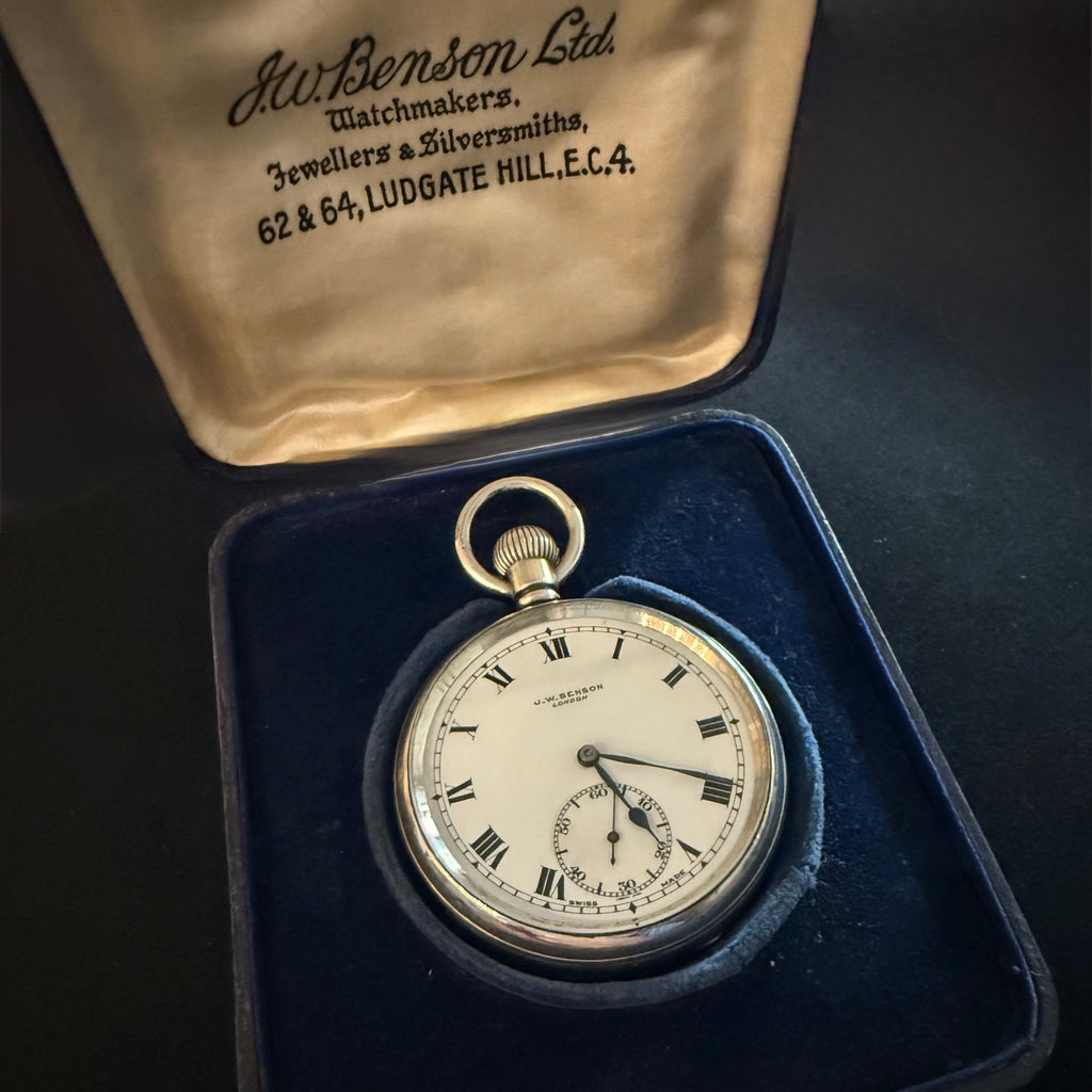 J W BENSON SILVER POCKET WATCH