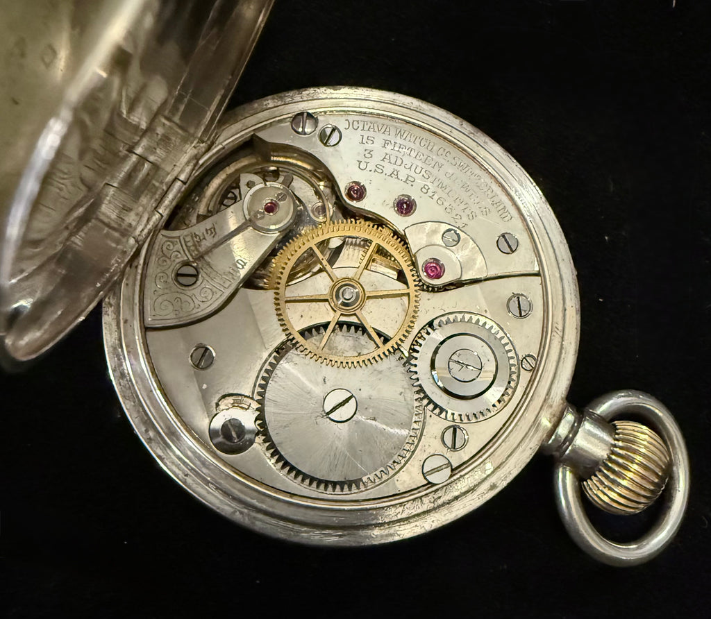 OCTAVA 8 DAY SILVER WATCH WW1