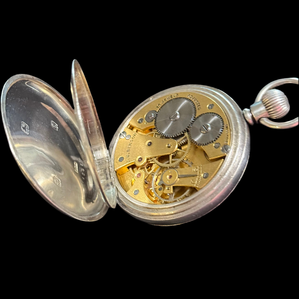 J W BENSON SILVER POCKET WATCH