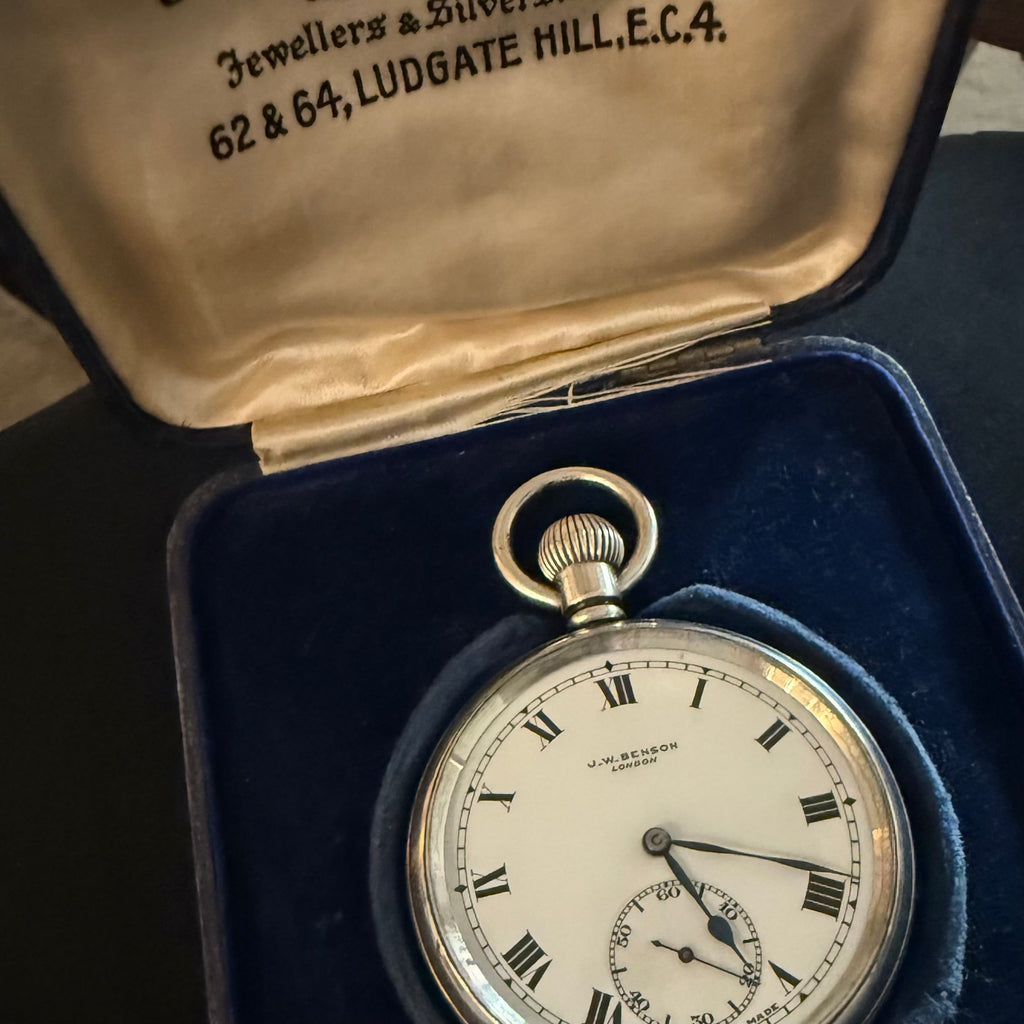 J W BENSON SILVER POCKET WATCH
