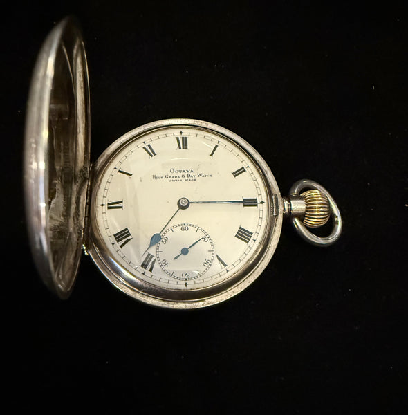 OCTAVA 8 DAY SILVER WATCH WW1