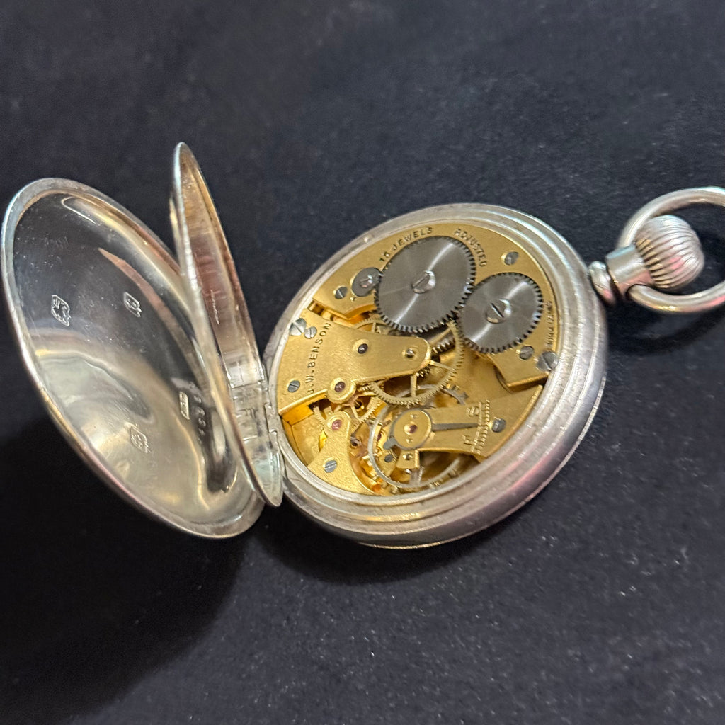 J W BENSON SILVER POCKET WATCH