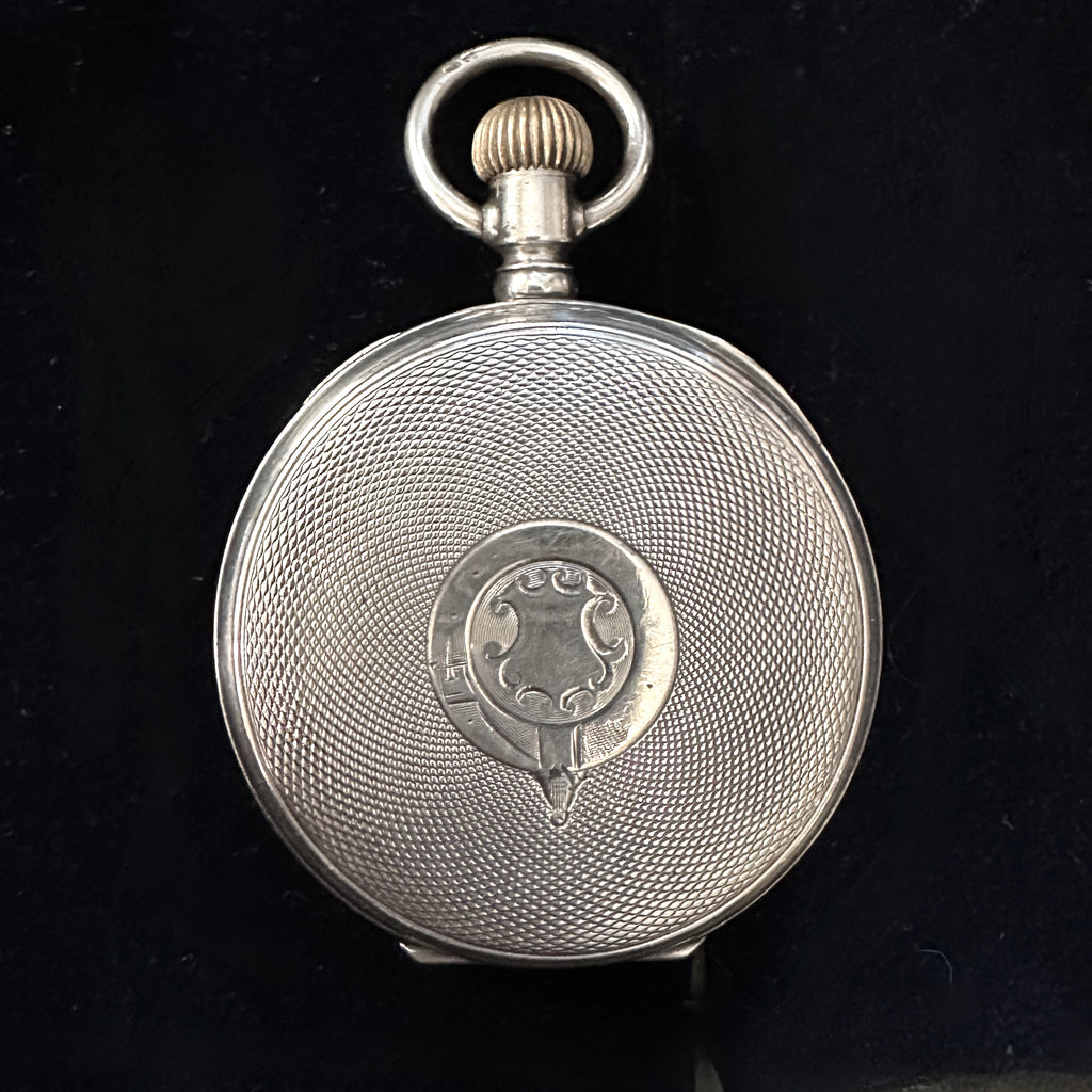 ENGLISH STERLING SILVER POCKET WATCH AND CHAIN