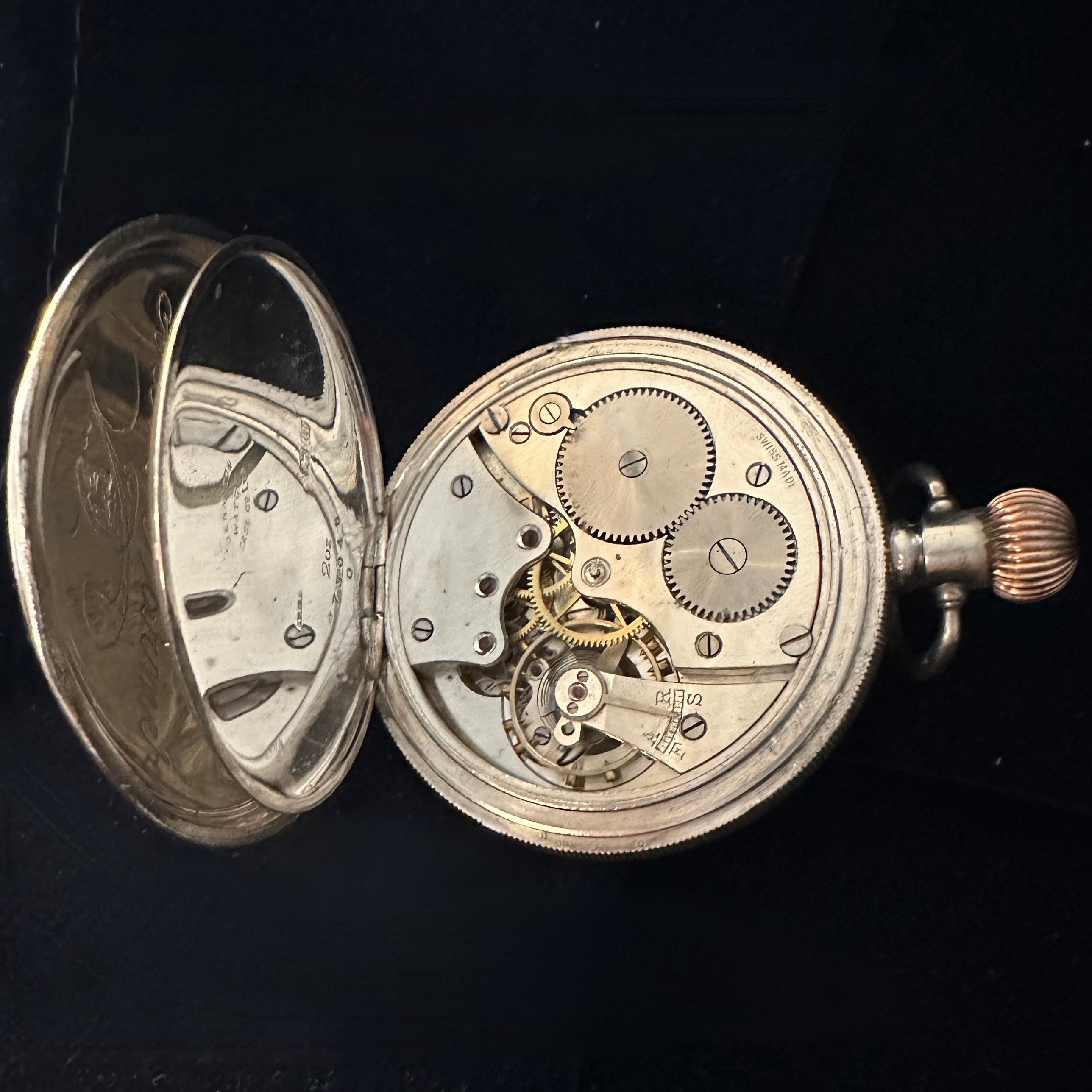 KAYS UNIVERSAL SILVER POCKET WATCH AND CHAIN with FOB Ashton