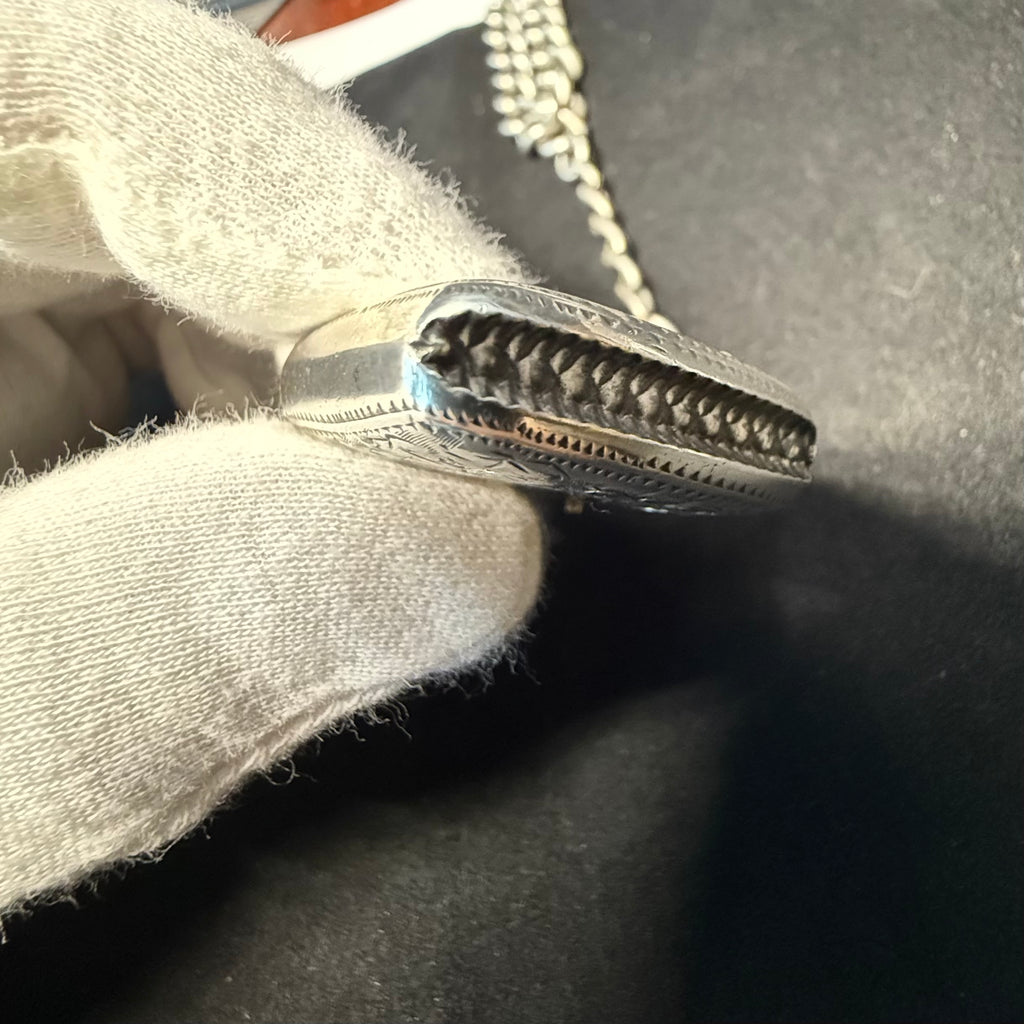 Antique Victorian Sterling Silver Albert Watch Chain with Vesta (Match) Case Fob