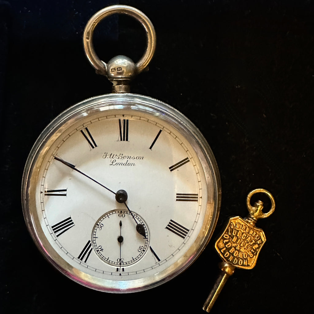 J W BENSON ENGLISH SILVER POCKET WATCH