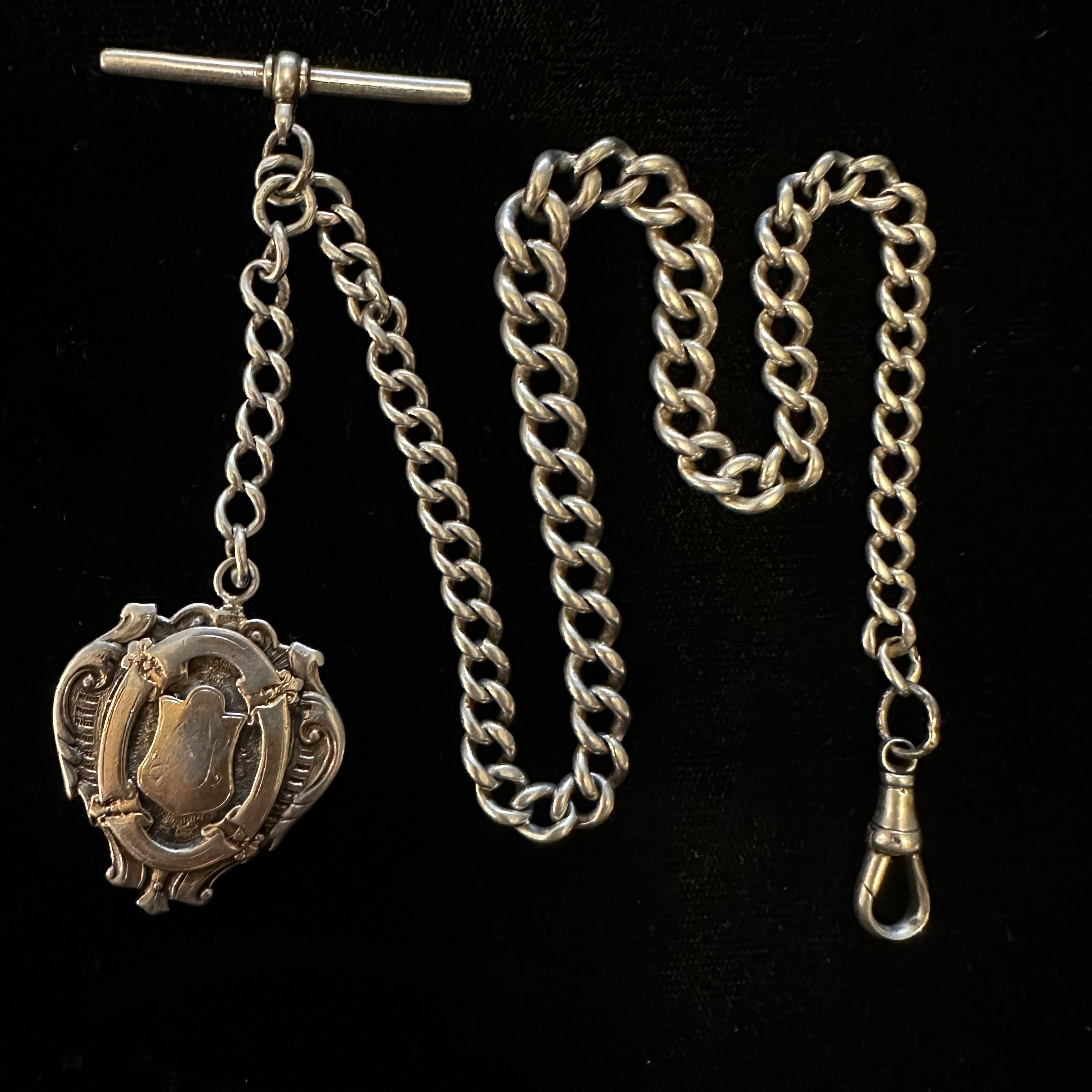 ENGLISH SILVER VINTAGE POCKET WATCH CHAIN FOB Ashton-Blakey
