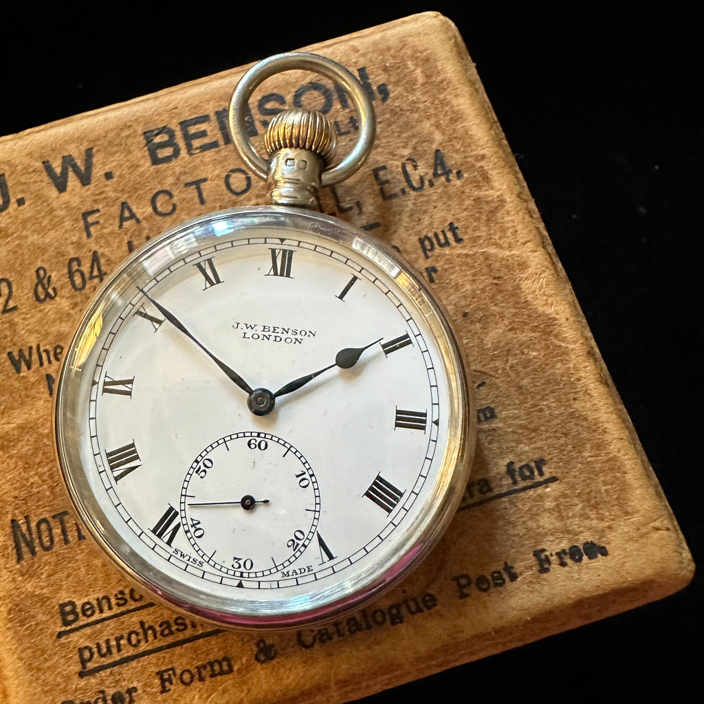 J W BENSON SILVER POCKET WATCH