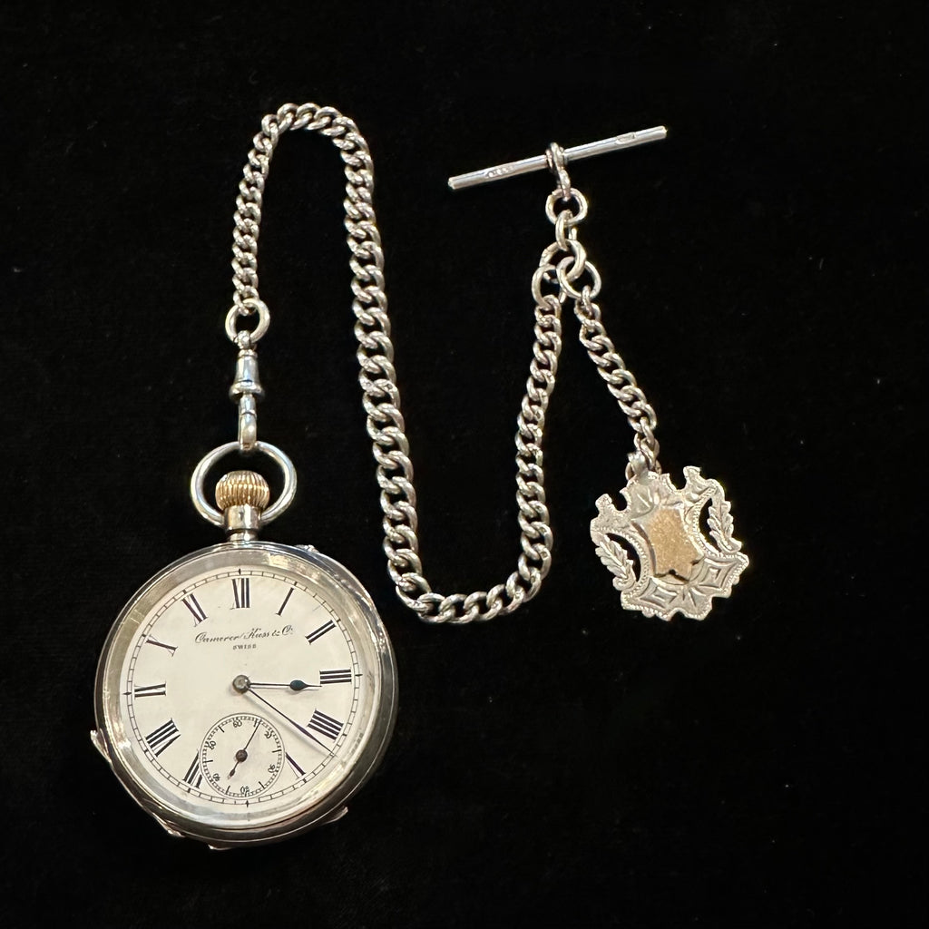 ENGLISH SILVER POCKET WATCH BY CAMERER KUSS