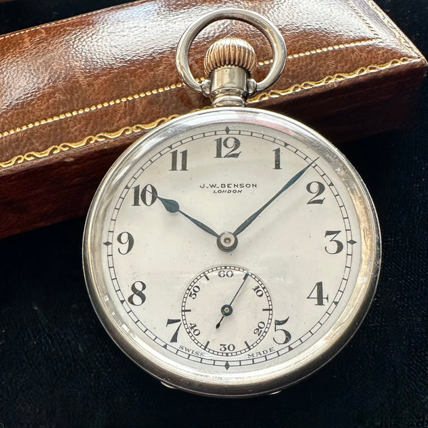 J W BENSON STERLING SILVER ENGLISH POCKET WATCH