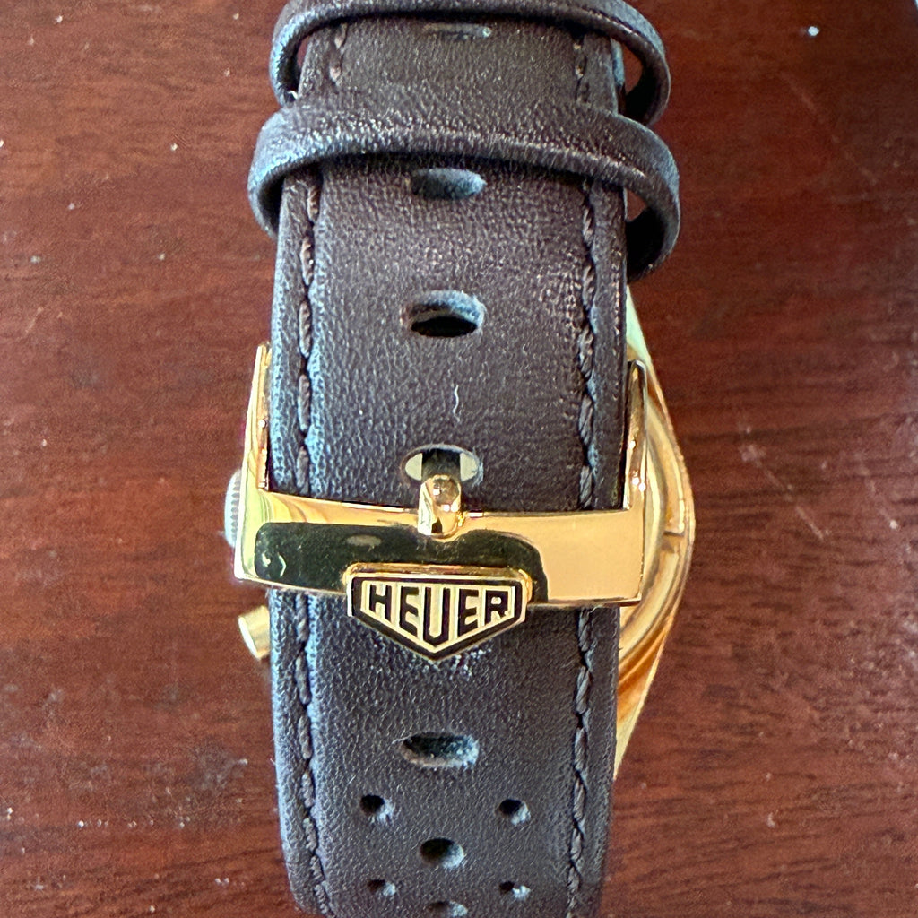 Early 1960's Heuer Carrera 2448N – 18K Solid Gold Black Dial