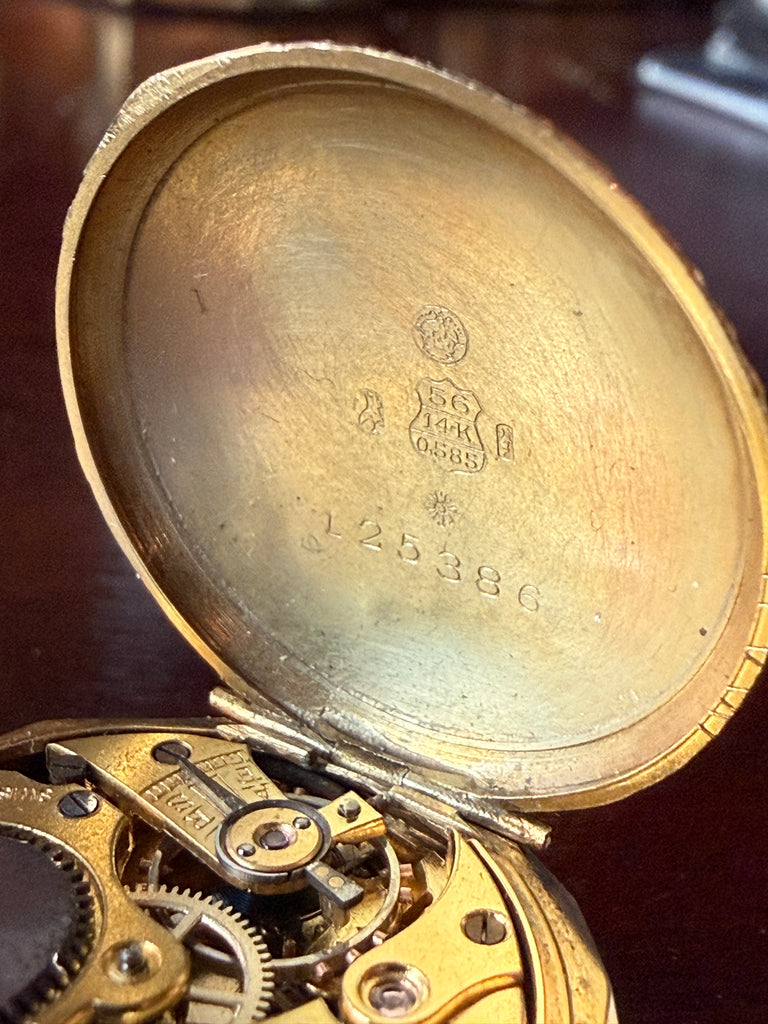 Antique 14K Gold Swiss 15-Jewel Hunter Pocket Watch Pendant