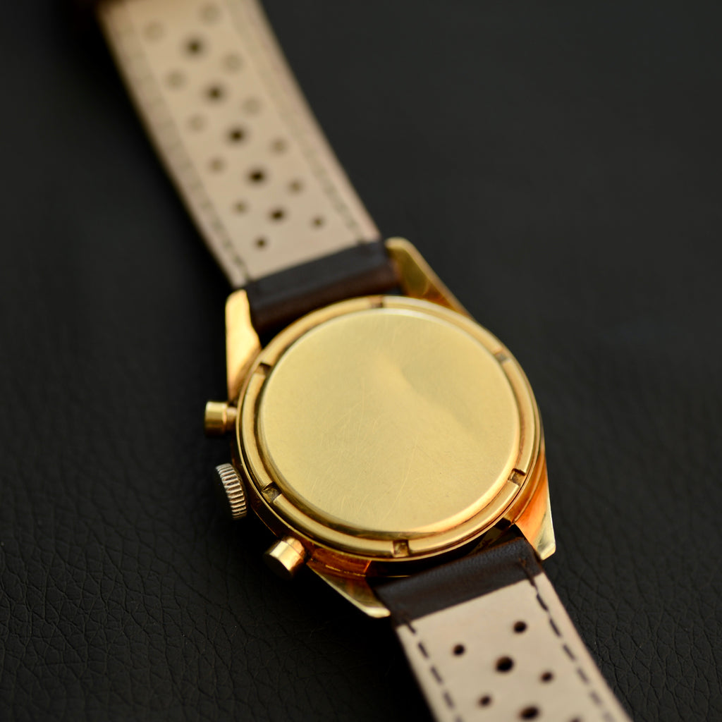 Early 1960's Heuer Carrera 2448N – 18K Solid Gold Black Dial