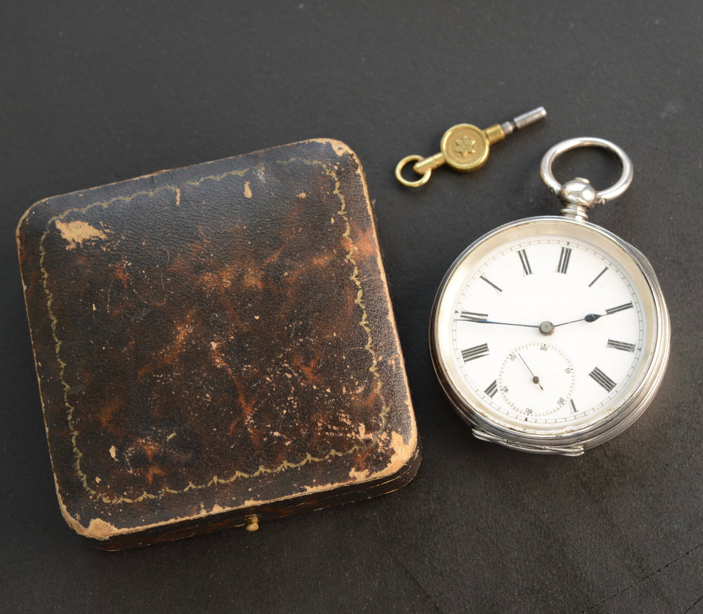 KENDAL &amp; DENT SILVER POCKET WATCH WITH ORIGINAL BOX
