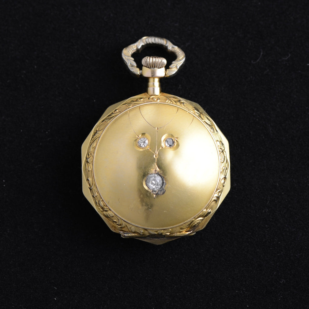 Antique 14K Gold Swiss 15-Jewel Hunter Pocket Watch Pendant