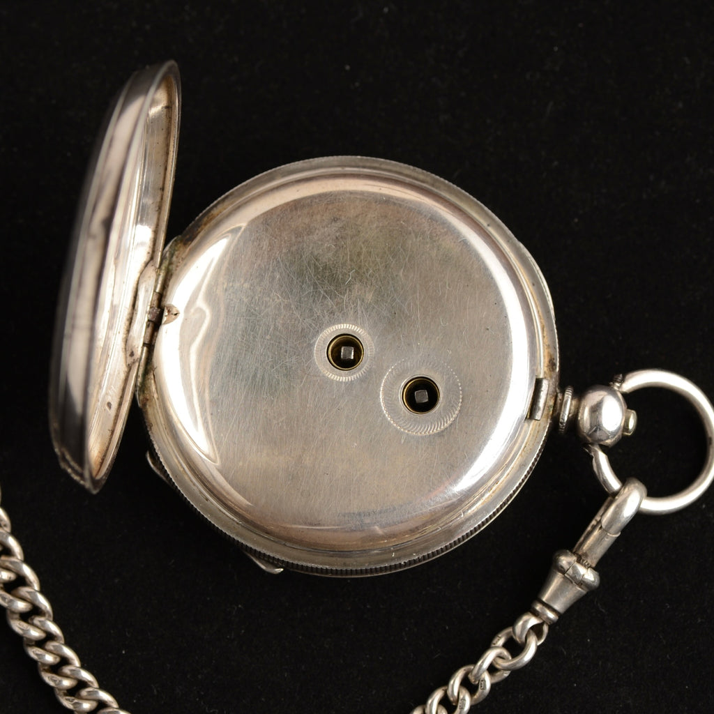 Circa 1910 Kendal & Dent London Silver Pocket Watch – Albert Chain, Photo Fob