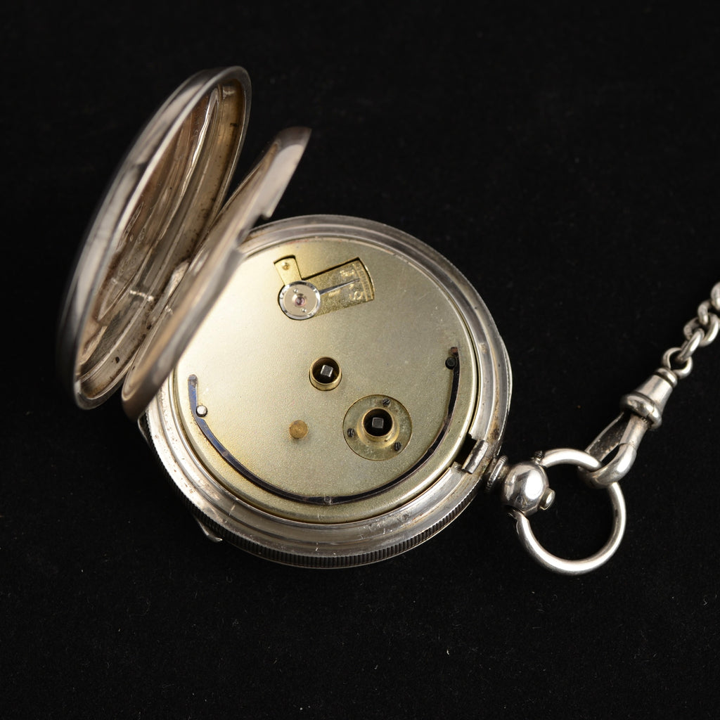 Circa 1910 Kendal & Dent London Silver Pocket Watch – Albert Chain, Photo Fob