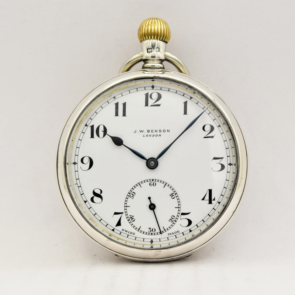 J. W. BENSON Silver Pocket Watch Pocket Watches - Ashton-Blakey Vintage Watches