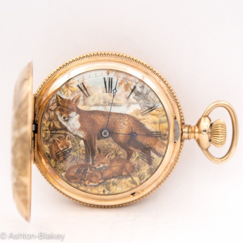 WALTHAM HAND PAINTED DIAL POCKET WATCH Pocket Watches - Ashton-Blakey Vintage Watches
