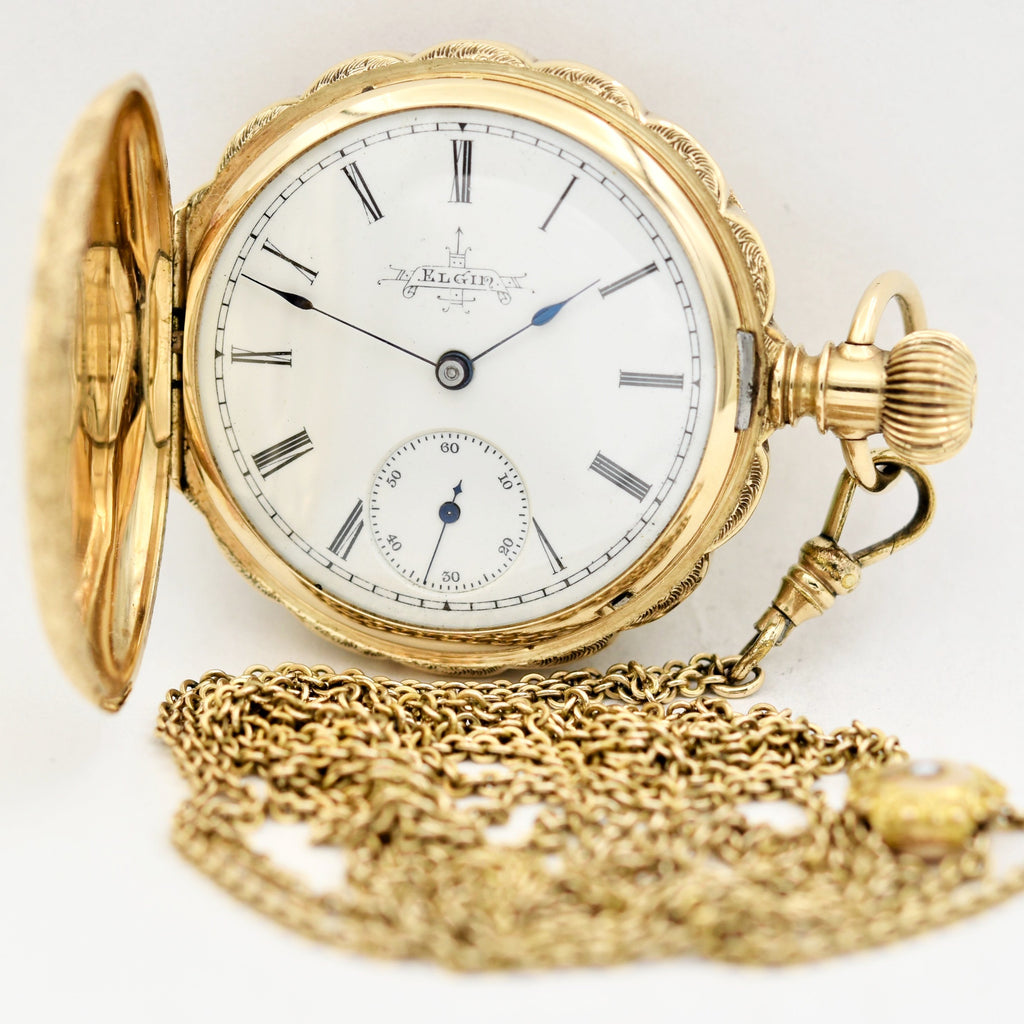 ELGIN 14K Gold Pocket Watch with Chain Pocket Watches - Ashton-Blakey Vintage Watches