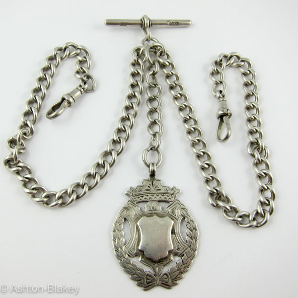 Sterling Silver antique double Albert Pocket Watch chain Jewelry - Ashton-Blakey Vintage Watches