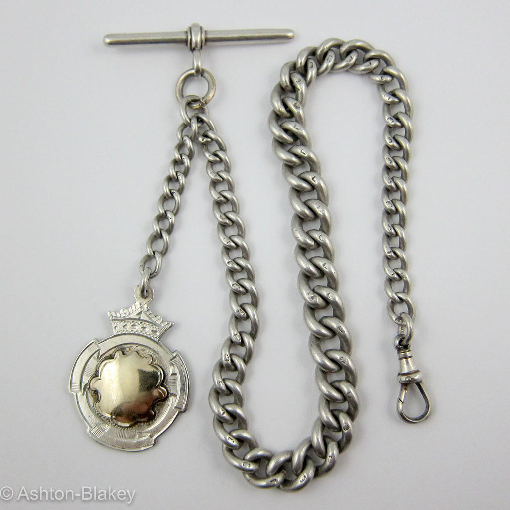 English Sterling Silver Antique Pocket Watch chain Jewelry - Ashton-Blakey Vintage Watches