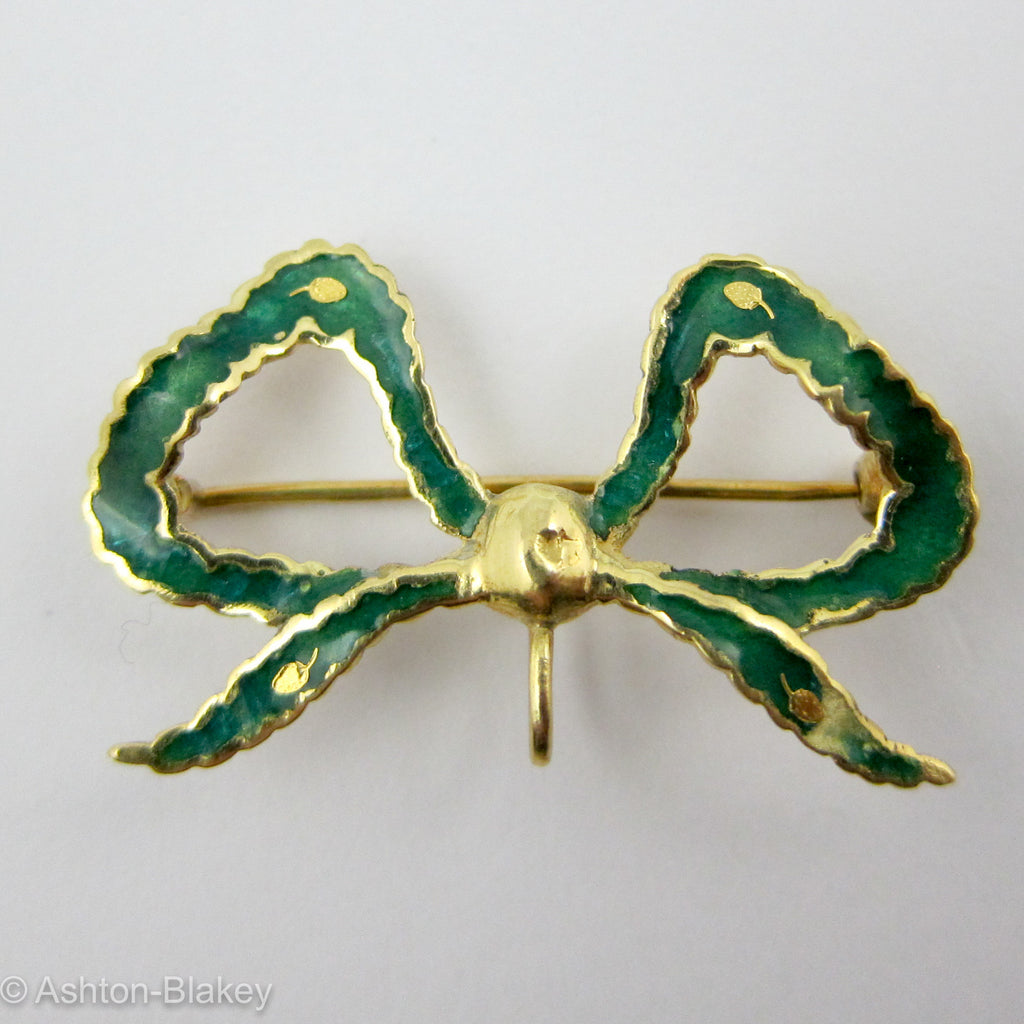 Victorian 14K gold and beautiful green enamel watch pin Jewelry - Ashton-Blakey Vintage Watches