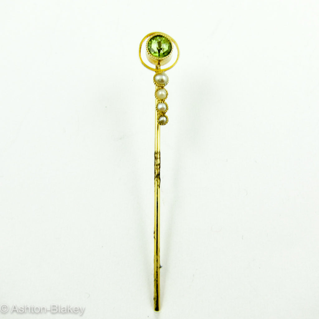 14k Peridot Victorian Stick Pin Jewelry - Ashton-Blakey Vintage Watches