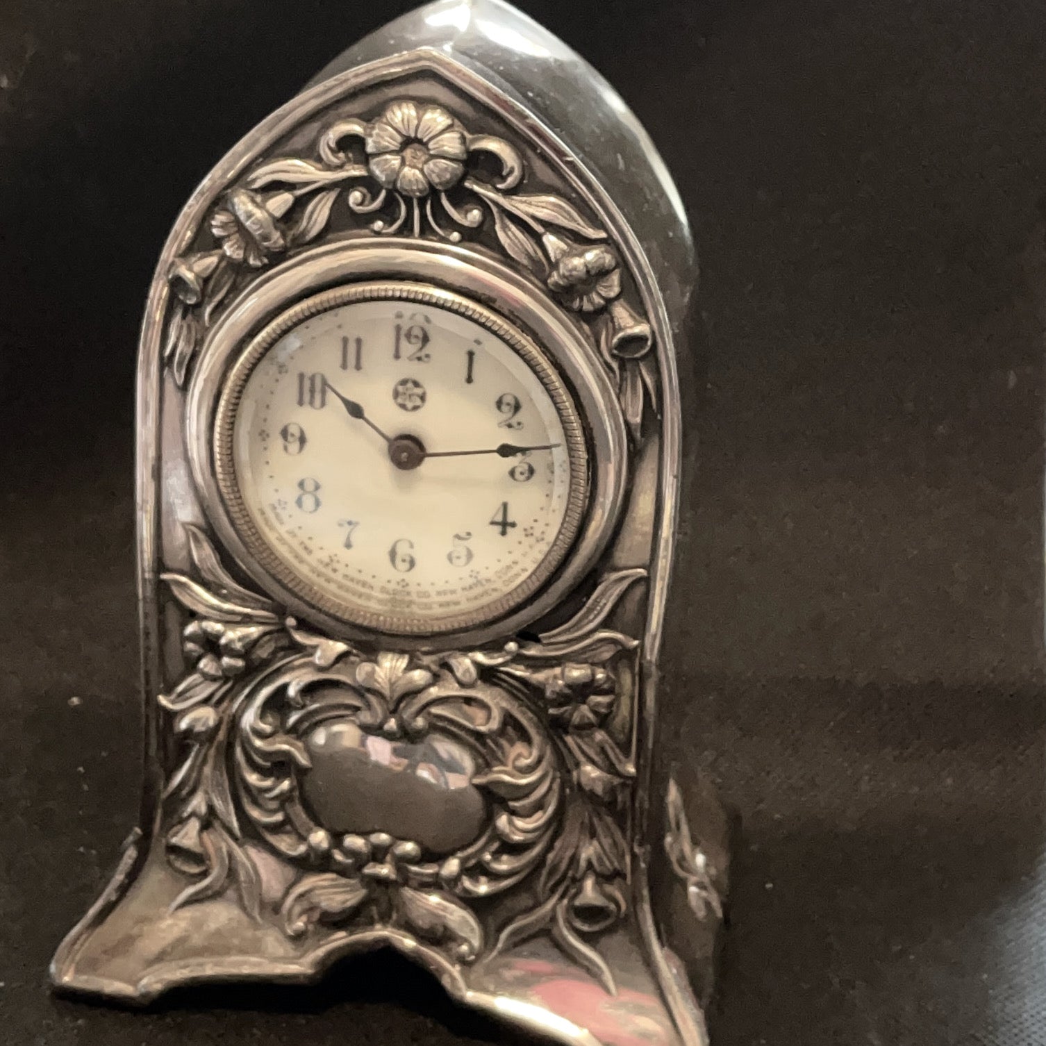 ART NOUVEAU SILVER PLATED MANTLE CLOCK - Ashton-Blakey Vintage Watches