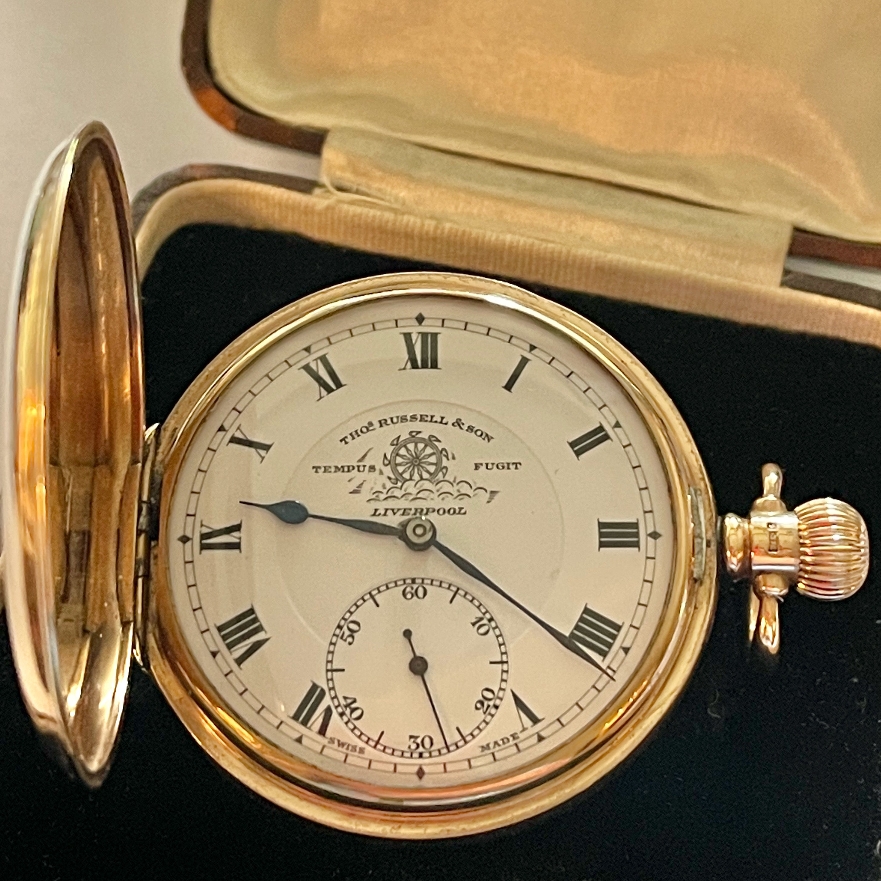 ENGLISH 9K GOLD FULL HUNTER POCKET WATCH Ashton-Blakey Vintage