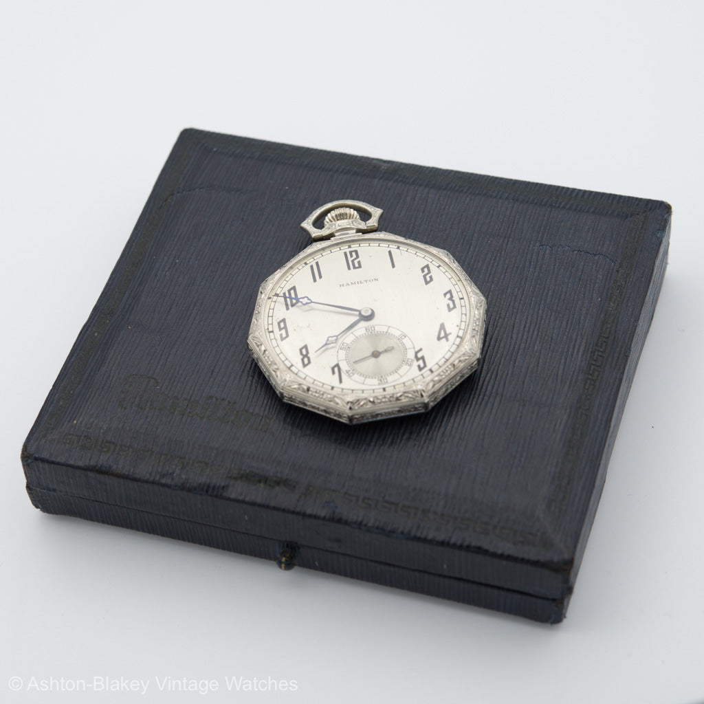 HAMILTON  14K white gold w/box Pocket Watches - Ashton-Blakey Vintage Watches