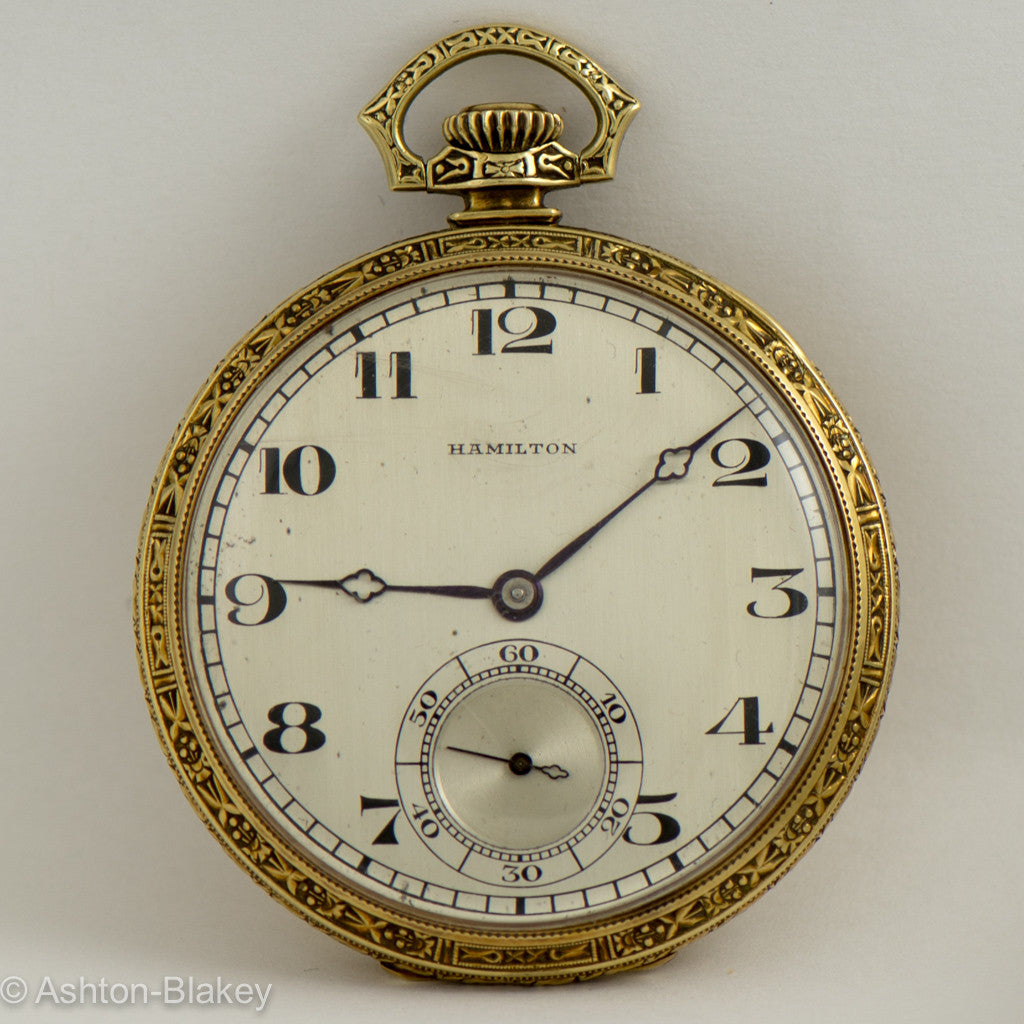 14k Gold Antique Gold Pocket Watches For Sale HAMILTON 14K Gold