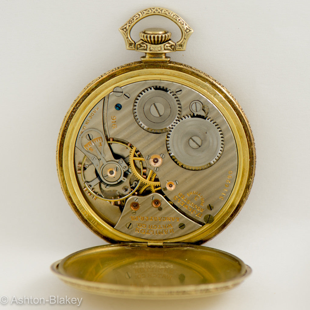 HAMILTON 14K gold Pocket Watch Ashton-Blakey Vintage Watches