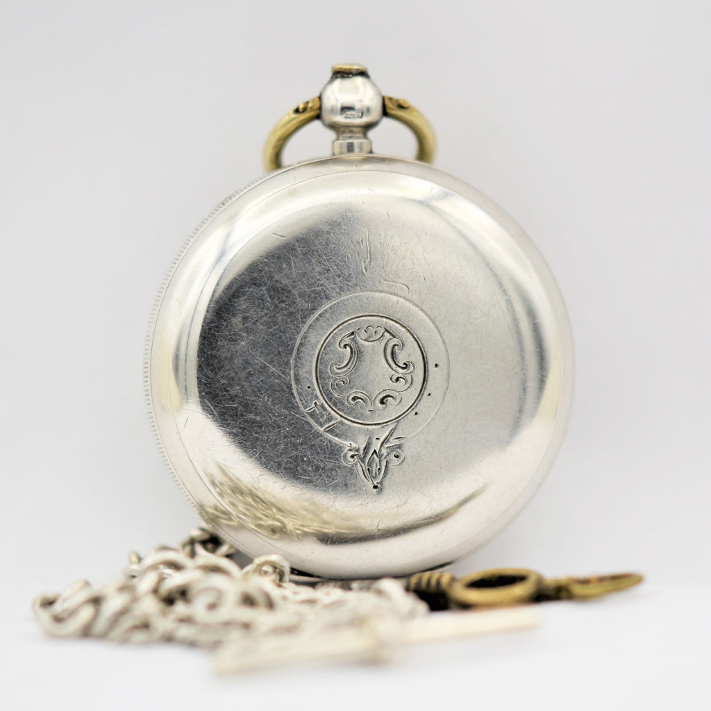 ENGLISH Sterling Silver Pocket Watch with Chain Pocket Watches - Ashton-Blakey Vintage Watches