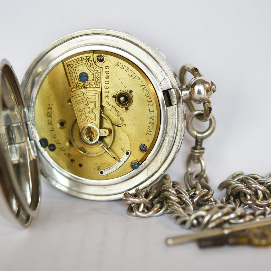 WALTHAM Silver Pocket Watch with Chain Pocket Watches - Ashton-Blakey Vintage Watches