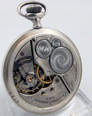 ELGIN 15 jewel coin SILVER open faced Pocket Watch Pocket Watches - Ashton-Blakey Vintage Watches