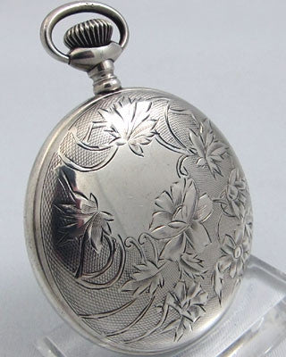 ELGIN 15 jewel coin SILVER open faced Pocket Watch Ashton Blakey