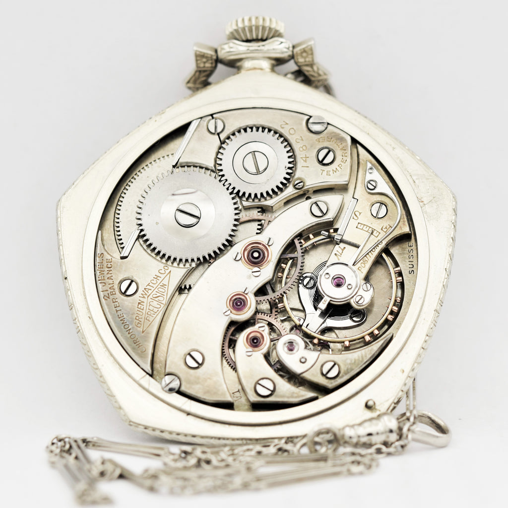 GRUEN 14K GOLD Veri Thin Precision Pocket Watch Pocket Watches - Ashton-Blakey Vintage Watches