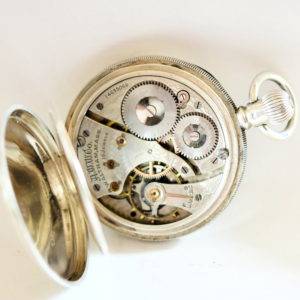 WALTHAM Sterling Silver Pocket Watch and Chain Pocket Watches - Ashton-Blakey Vintage Watches