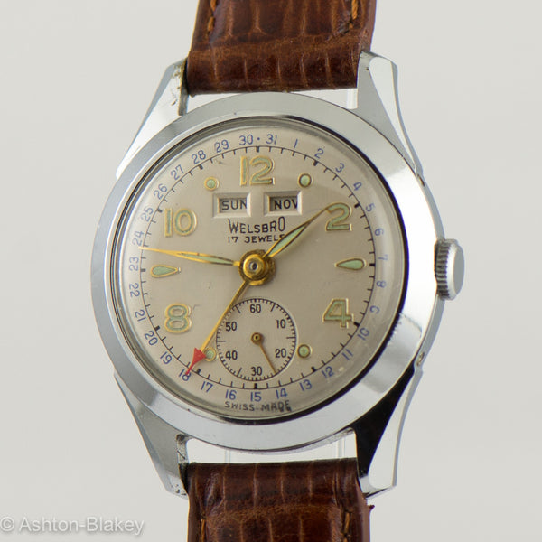 WELSBRO Swiss Triple Date Calendar Watch Vintage Watch Vintage Watches - Ashton-Blakey Vintage Watches