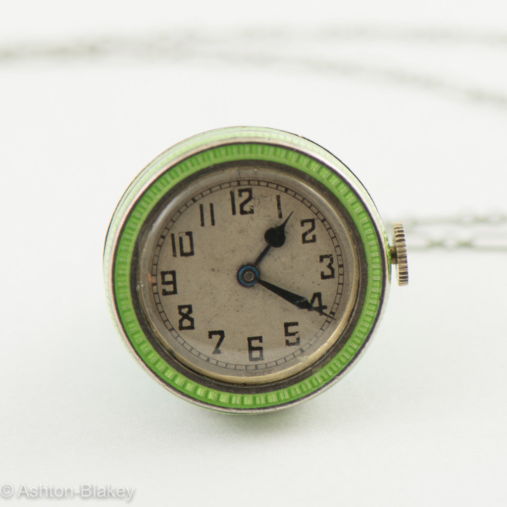 MIMO Enamel vintage watch on chain Vintage Watches - Ashton-Blakey Vintage Watches